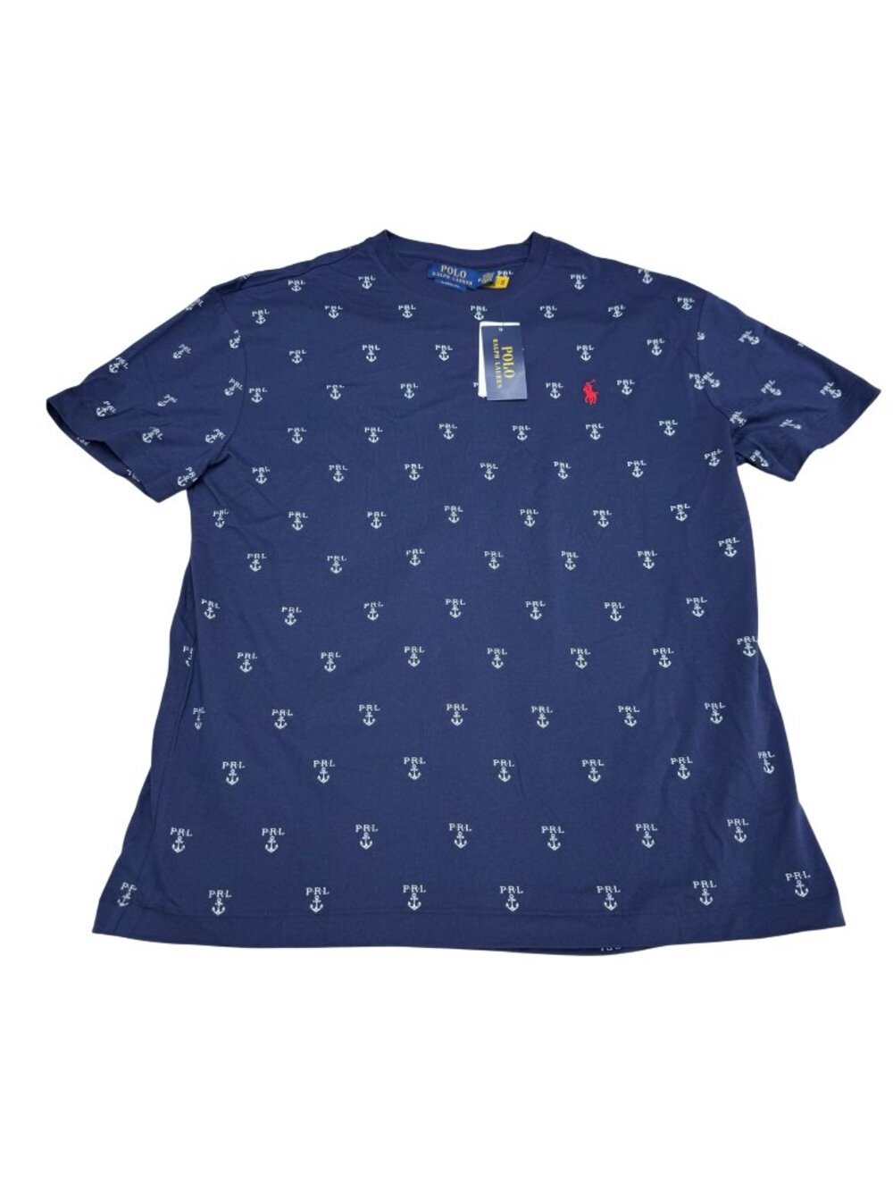 NWT Polo Ralph Lauren Men's Classic Fit Allover Anchor Pattern SS T-Shirt Size M